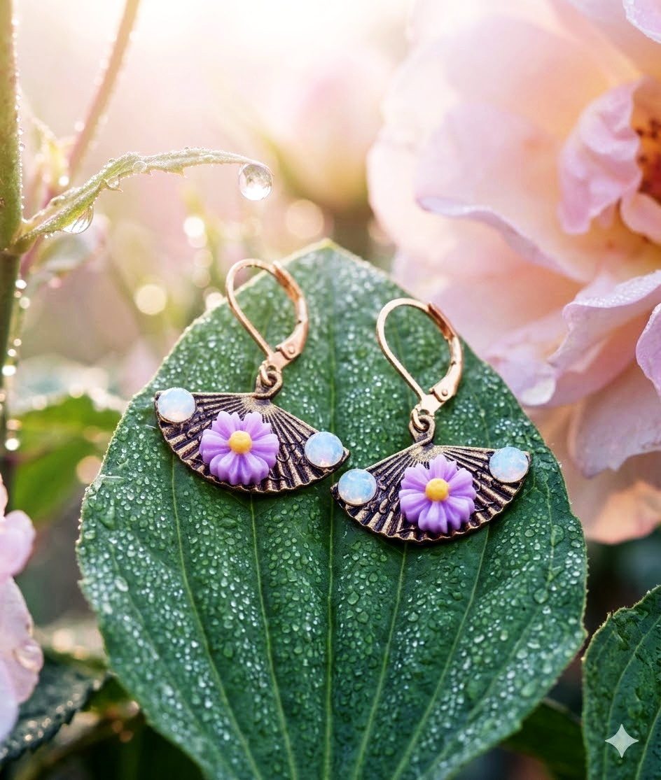 Boucles d'Oreilles "Douceur de Rosée" (Réf. BC 024) – Image 5